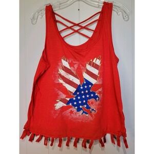 July‎ 4 Top Junior XL Patriotic Rodeo Shirt Red White Blue Western Lace-Up USA